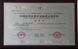 中国互联网新闻中心授予中煤工矿中国信用企业认证体系示范单位