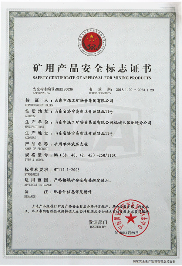 DW40-250/110X单体液压支柱